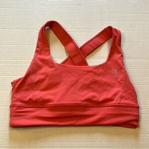 1st phorm-M-coral-(orange/pink)-cross back, sports bra athletic bra.